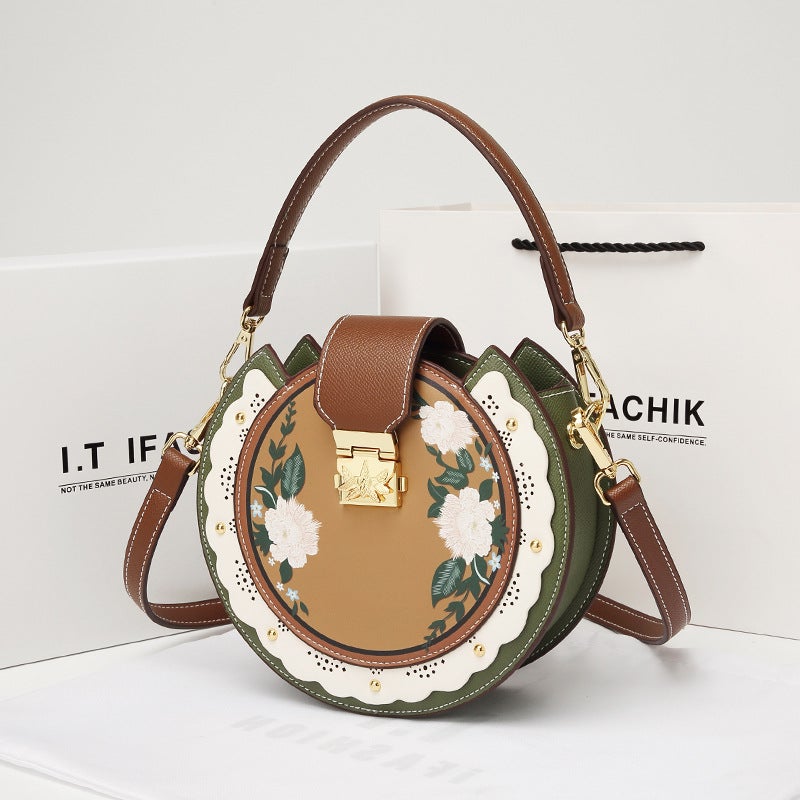 CHVAINS KUEN Genuine Leather Small Round Crossbody Bag - Image 1