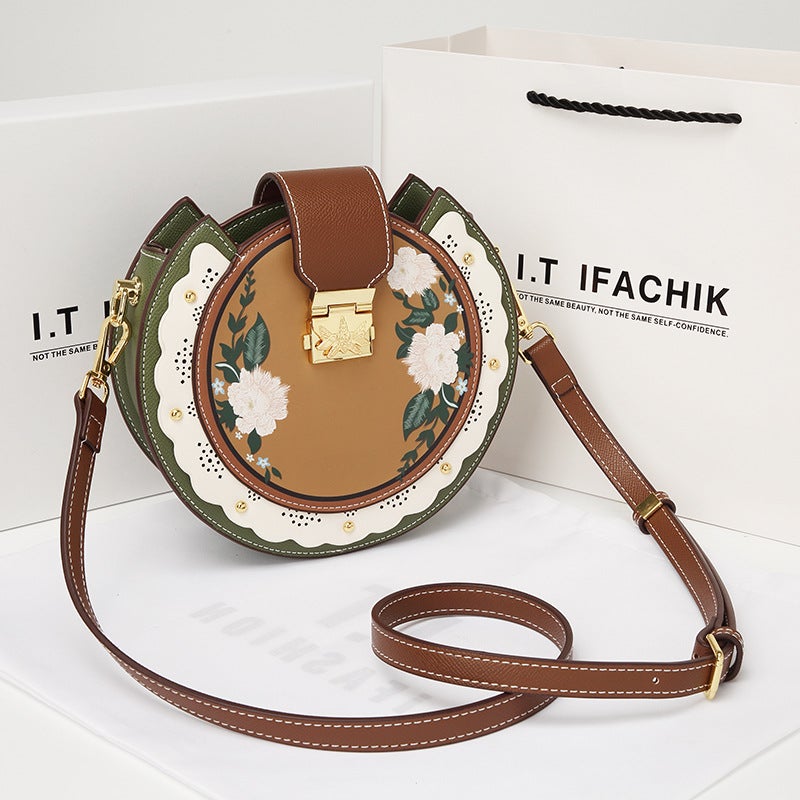 CHVAINS KUEN Genuine Leather Small Round Crossbody Bag - Image 2