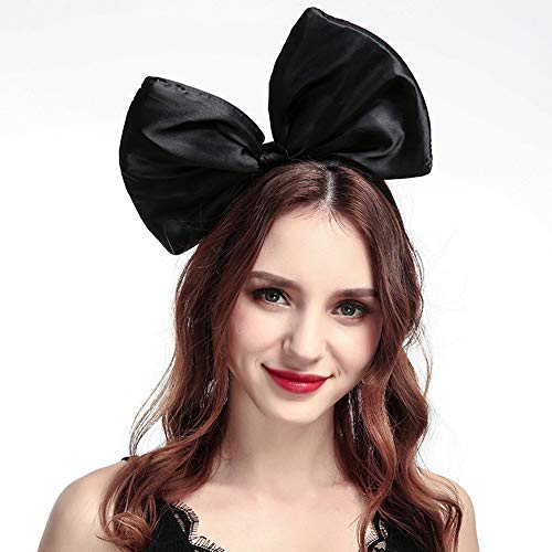 WLBON Bow Headband Bowknot Hair Bands Big Bow Halloween Hair Hoops Women Bow Hairband Party Decoration Headdress Cosplay Costume Headwear Handmade Headpiece Birthday Christmas Hair Accessories 1 Pack Rose - Image 3