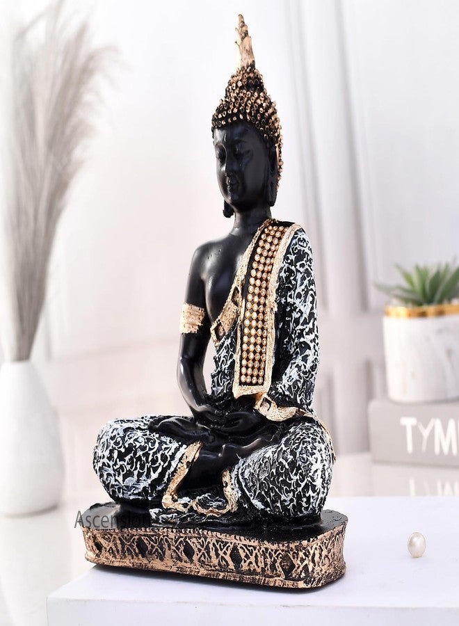 ascension Polyresin Sitting Buddha Idol Statue Showpiece for Home & Office Decoration Buddha Statue for Living Spaces Yoga Studios Gift for Housewarmings (Silver Meditating Buddha) - Image 2