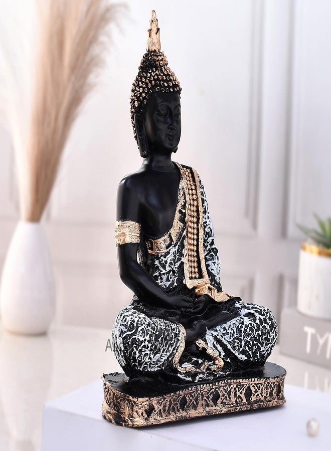 ascension Polyresin Sitting Buddha Idol Statue Showpiece for Home & Office Decoration Buddha Statue for Living Spaces Yoga Studios Gift for Housewarmings (Silver Meditating Buddha) - Image 3