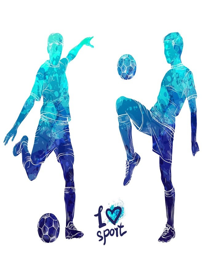 WOYINIS Colors Splash Soccer Players Wall Decal Creative Removable Football Players Silhouette Peel and Stick Sports Wall Decal Art Murals for Boys Teens Room Nursery Playroom Decor - Image 2