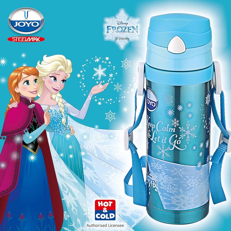 JOYO JOYO Orignal Licensed Disney Cool Champ Double Walled Vacuum Insulated Stainless Steel Sipper Water Bottle for Kids - 450 ml (Frozen)  - Image 2