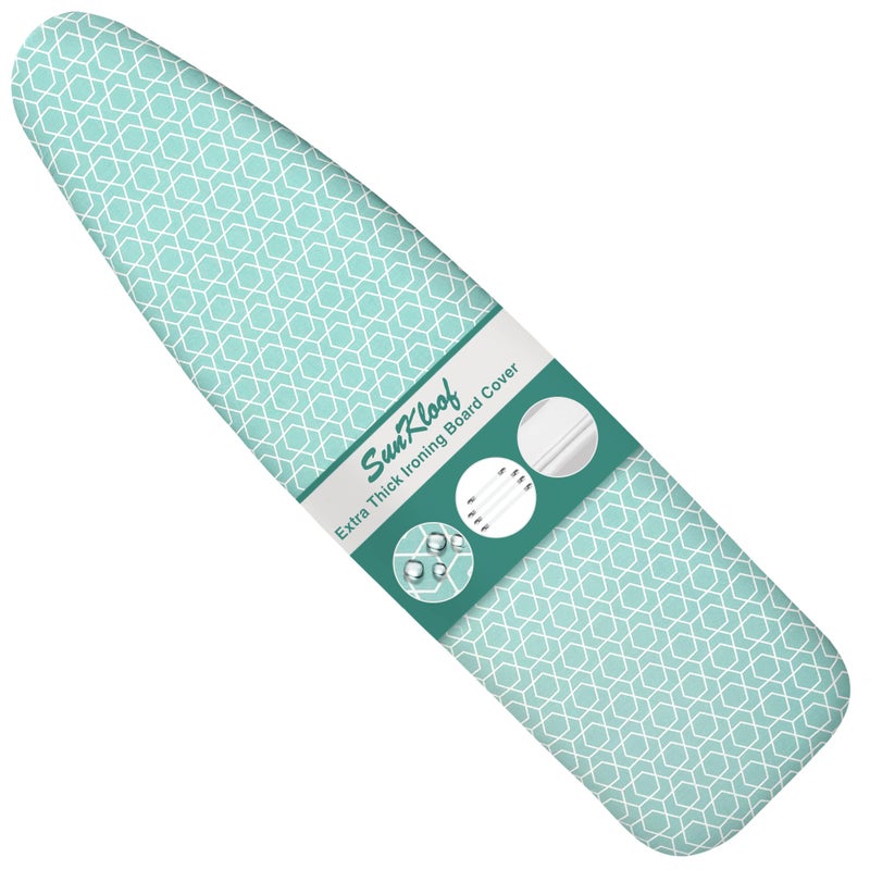 SUNKLOOF Ironing Board Cover and Pad, Resist Scorching and Staining, 15x54 Reflective Silicone Ironing Board Cover with Thick Padding Extra Thick with Elastic Edges 4 Fasteners Blue - Image 1