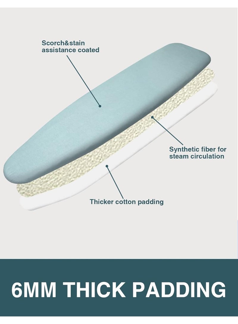 SUNKLOOF Ironing Board Cover and Pad, Resist Scorching and Staining, 15x54 Reflective Silicone Ironing Board Cover with Thick Padding Extra Thick with Elastic Edges 4 Fasteners Blue - Image 4