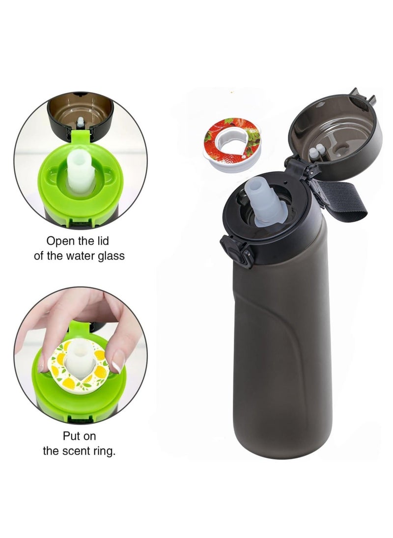 Generic - A1r Up Bottle with 5 Pieces Flavoured Pods, 750ml Air Water Bottle, Scent Up Water Cup Suitable for Outdoor/Sports/Fitness/Fashion, 0 Sugar, 0 Calorie (Black) - Image 1
