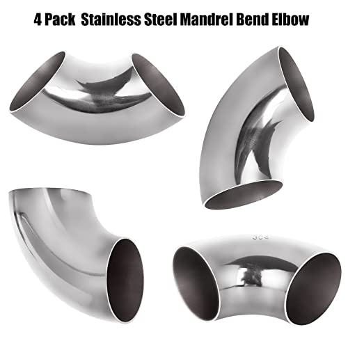 Acrux7 4 Pack 304 Stainless Steel Mandrel Bend Elbow, 90 Degree Exhaust Elbow Pipe, 2.5 Inch OD Mandrel Elbow, Thickness 16GA/.065" for Car Modified Exhaust Elbow Pipe, Stair Handrail, Exhaust System - Image 5