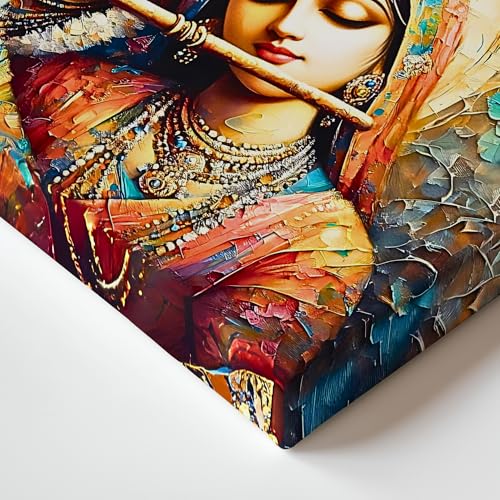 Nozvera Cotton Radha Krishna Painting For Wall Decoration Big Size Large Canvas Kahna Wall Painting For Home (16 Inch * 22 Inch, Design 4) - Image 5