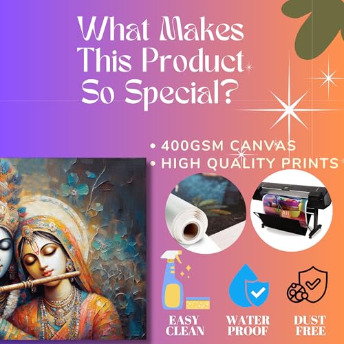 Nozvera Cotton Radha Krishna Painting For Wall Decoration Big Size Large Canvas Kahna Wall Painting For Home (16 Inch * 22 Inch, Design 4) - Image 4