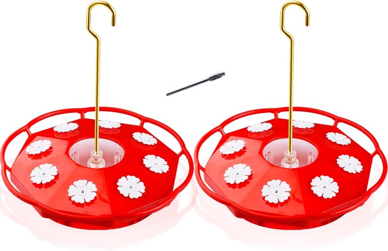 eWonLife Hummingbird Feeder for Outdoors Hanging, Humming Bird feeders, Easy to Clean and Fill, Leak Proof, 2 Pack Saucer Feeder for Birds, with Clean Brush and 8 Feeding Ports (16 OZ/Pack) - Image 1