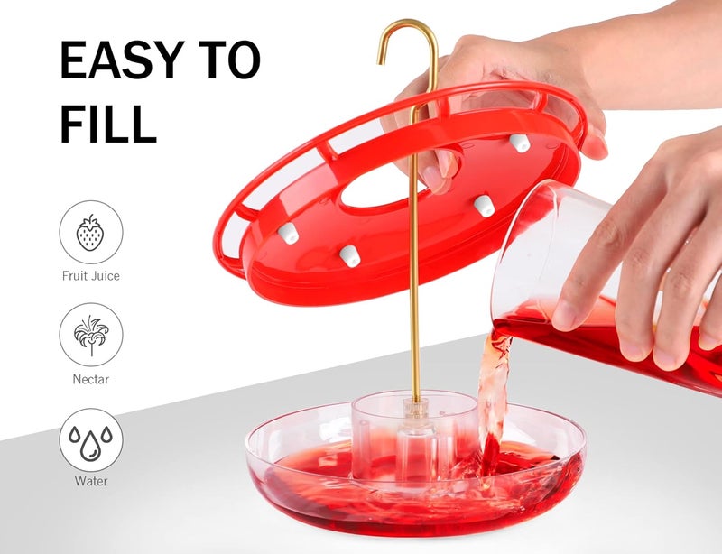 eWonLife Hummingbird Feeder for Outdoors Hanging, Humming Bird feeders, Easy to Clean and Fill, Leak Proof, 2 Pack Saucer Feeder for Birds, with Clean Brush and 8 Feeding Ports (16 OZ/Pack) - Image 2