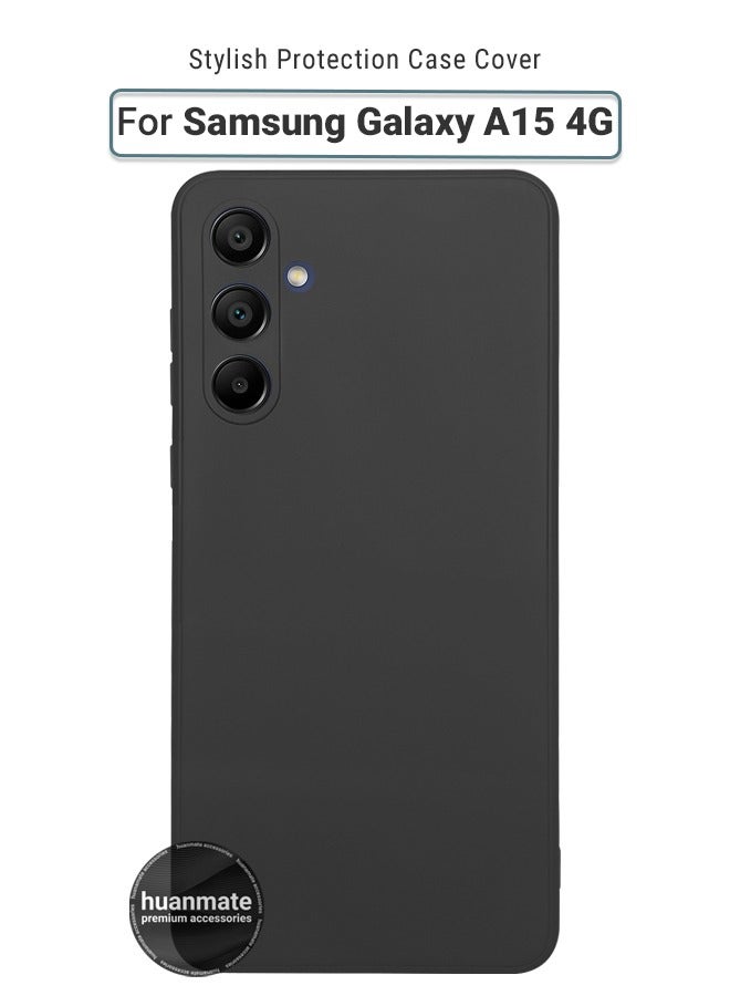 huanmate Samsung Galaxy A15 4G Silicone Cover Black - Premium 2.0mm TPU Silicon, Enhanced Camera Protection with Lens Shield, Shockproof & Water-Proof Cover for Samsung Galaxy A15 4G - Image 1