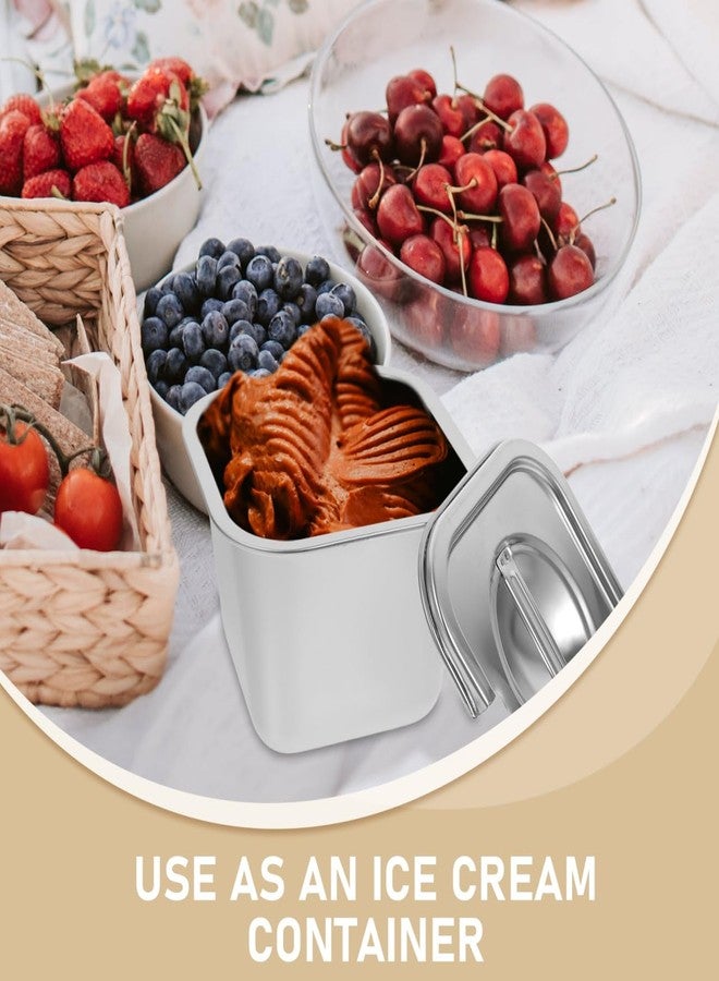 PRETYZOOM Freezer Stainless Steel Container Ice Cream Storage Box Metal Container with Lid Storage Containers Ice Cream Tub Ice Cream Storage Tubs Freezer Container Stainless Steel Storage Containers - Image 2