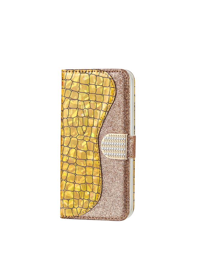 Zaboon Case For iPhone 13 mini Laser Glitter Powder Matching Crocodile Texture Horizontal Flip Leather Case with Card Slots & Holder & Wallet - Image 2