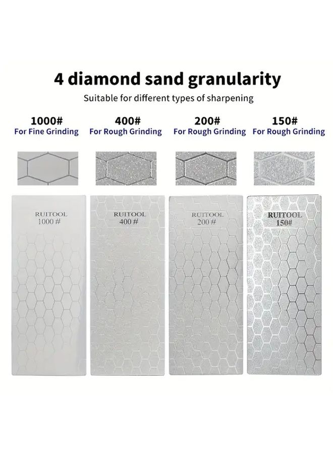 4pcs Diamond Sharpening Stone Set 150 200 400 1000 Grit with Non Slip Base - Image 4