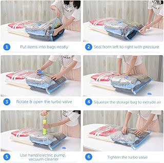 ARANKA Heavy Quality Vacuum Storage Reusable Zip lock Smart Space Saver Bags with Hand Pump for TravelM - Image 3