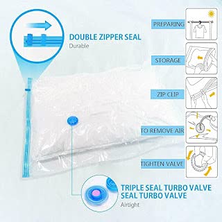 ARANKA Heavy Quality Vacuum Storage Reusable Zip lock Smart Space Saver Bags with Hand Pump for TravelM - Image 4