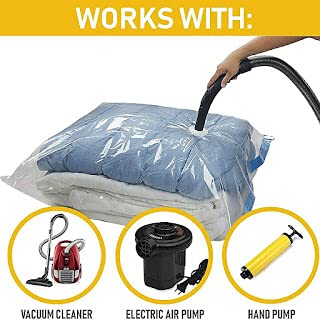 ARANKA Heavy Quality Vacuum Storage Reusable Zip lock Smart Space Saver Bags with Hand Pump for TravelM - Image 5