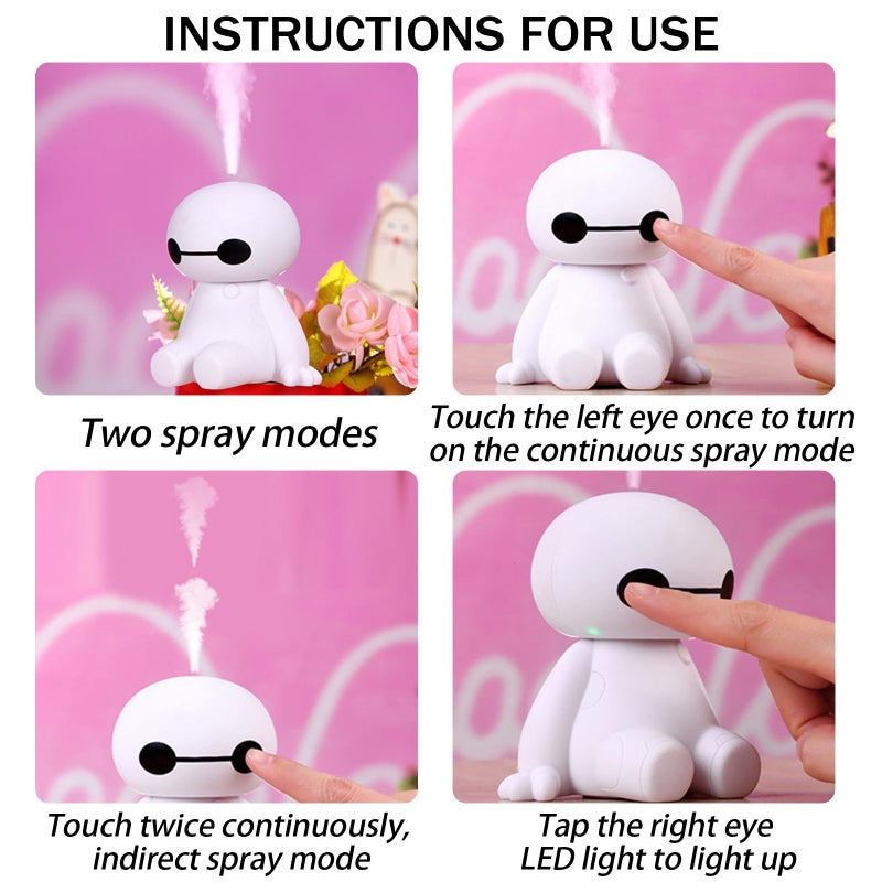 INVODA Humidifiers Portable Small Cool Mist Humidifiers Mini USB Personal Desktop for Travel, Car, Office Room, Bedroom (White) - Image 5