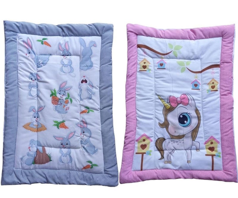 Vivatra Combo Newborn Baby Pom Pom Cotton Baby Bed Godari Cradle Bed Crib Sheet Changing Mat Baby Godadi Godari Bedding Set Mattress_Pack of 2 Piece_20 30 Inch Rabbit Unicorn
