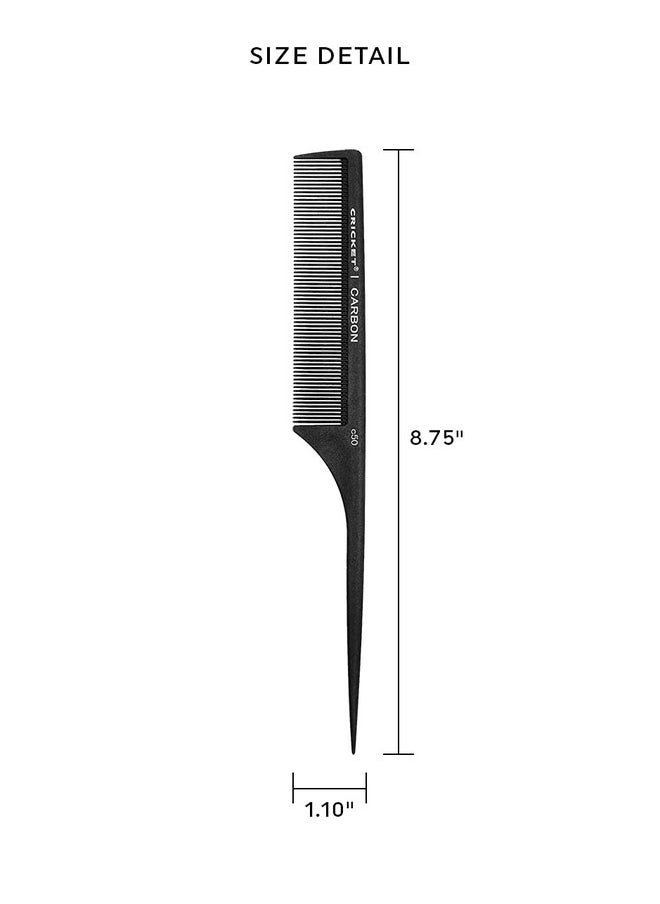 Cricket C50 Professional Hair Stylist Carbon Fine Tooth Rattail Comb Antistatic Heat Resistant Style Combs For Styling Teasing Parting Sectioning Hair Coloring Lifting  - Image 2