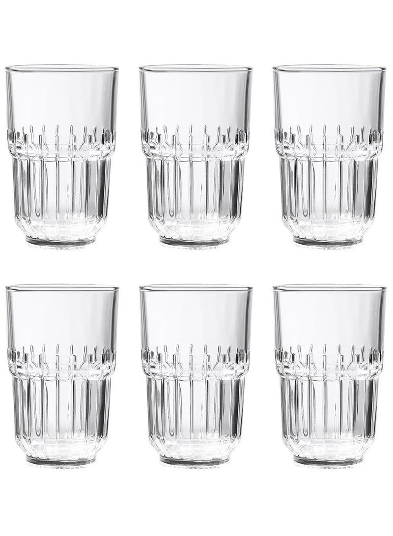 Glass Set, Set Of Six, American Iced Coffee Cup, Clear Cold Brew Striped Glass, Can Be Used For Drinking Water, Coffee, Tea, Juice, Milk, 346ML  - Image 1