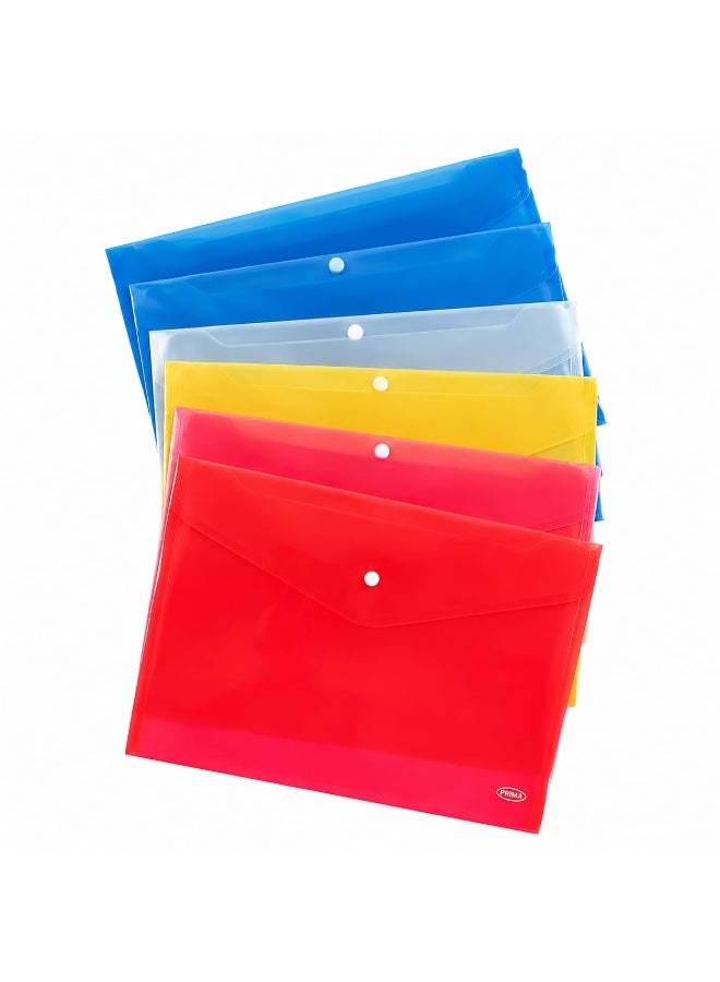 PRIMA Multi-Color Prima Plastic Document Folders with Snap Button - Half dozen 6 Piece - File Storage & Organization - Image 3