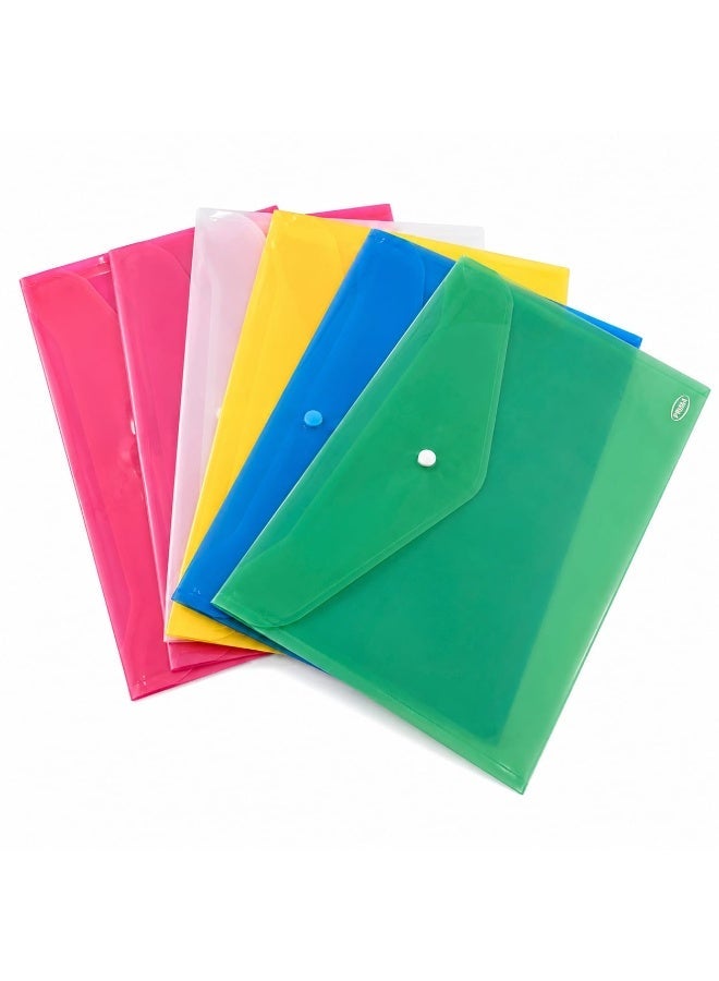 PRIMA Multi-Color Prima Plastic Document Folders with Snap Button - Half dozen 6 Piece - File Storage & Organization - Image 1