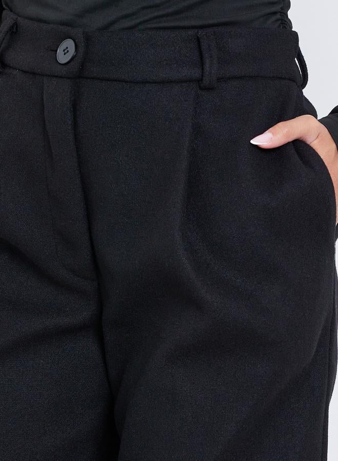 Styli Black Solid Relaxed Fit Trousers - Image 3