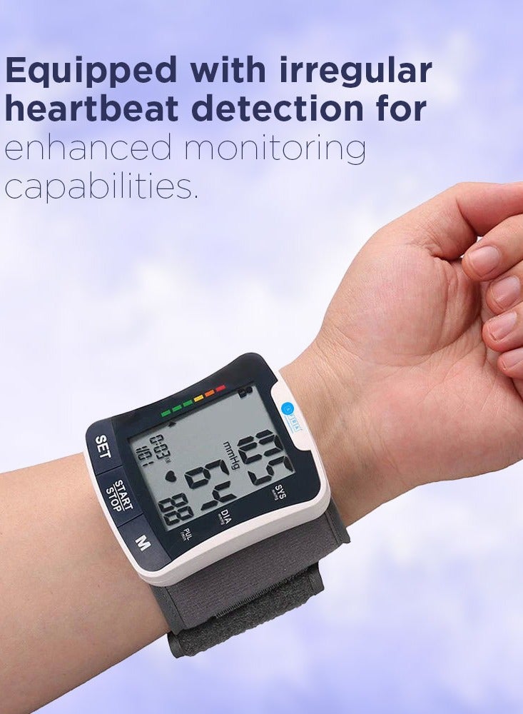 AFRA جهاز قياس ضغط الدم الرقمي، AF-202BPMW، أبيض، أوتوماتيكي بالكامل، نوع المعصم، شاشة كبيرة، ضمان لمدة 2 سنة - Image 4