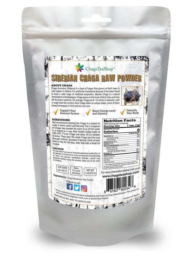 ChagaTeaShop مسحوق فطر تشاجا السيبيري الخام المحصود من البرية طبيعي بالكامل 1 رطل (453 جرام) - Image 2