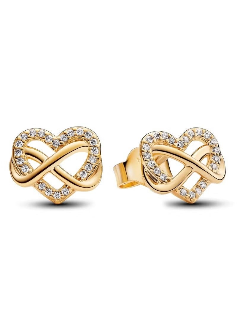 تشوميل أقراط نسائية ذهبية لامعة على شكل قلب لا متناهي - Image 1