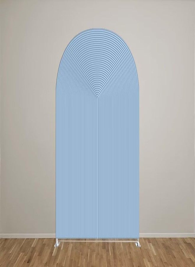 KONPON Light Blue Ripples Arched Frame Fabric Cover for Birthday Partied Double-Sided Stretchy Chiara Backdrops Arched Wall Stands Covers Arch Backdrop Cover 3X5ft - Image 2