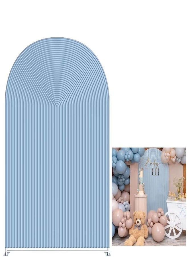 KONPON Light Blue Ripples Arched Frame Fabric Cover for Birthday Partied Double-Sided Stretchy Chiara Backdrops Arched Wall Stands Covers Arch Backdrop Cover 3X5ft - Image 1