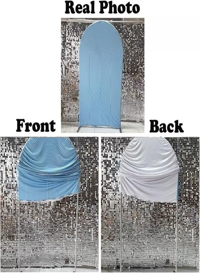 KONPON Light Blue Ripples Arched Frame Fabric Cover for Birthday Partied Double-Sided Stretchy Chiara Backdrops Arched Wall Stands Covers Arch Backdrop Cover 3X5ft - Image 3