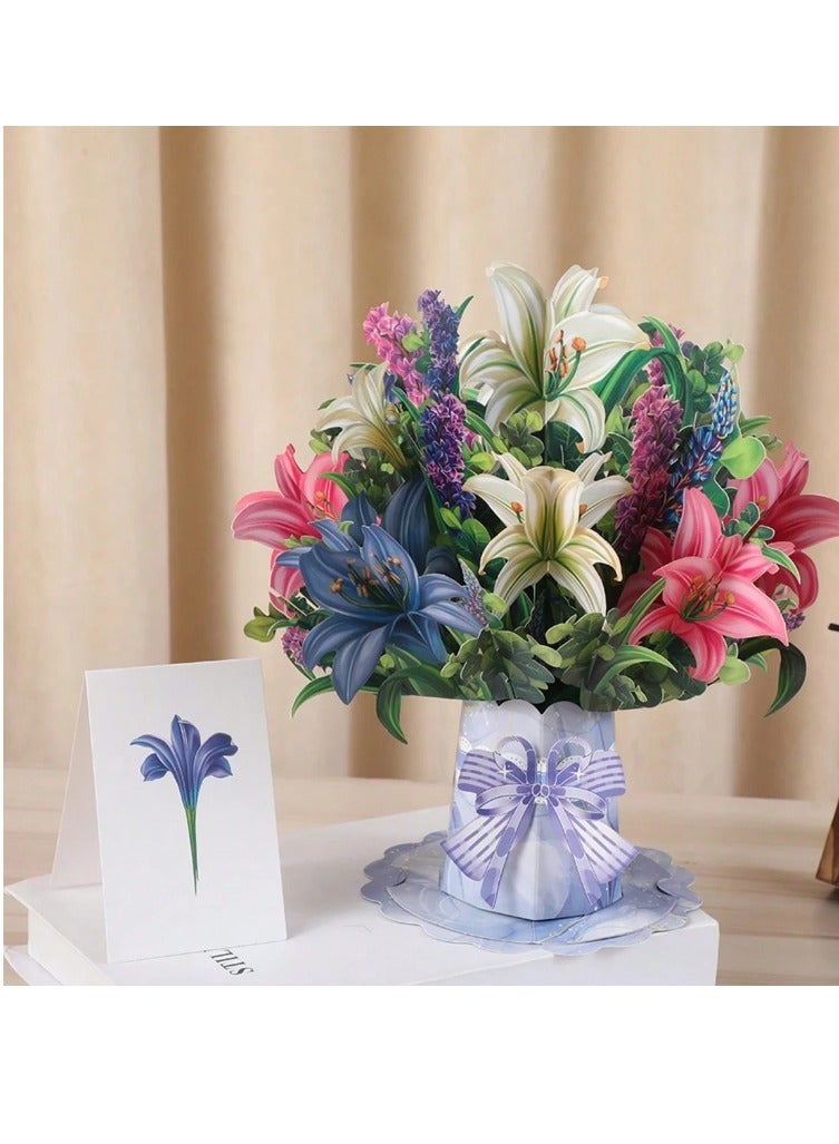 OASIS-TH 3D Popup Greeting Cards 12 Inch Sized Forever Flower Bouquet 3D Popup Cards - Image 1
