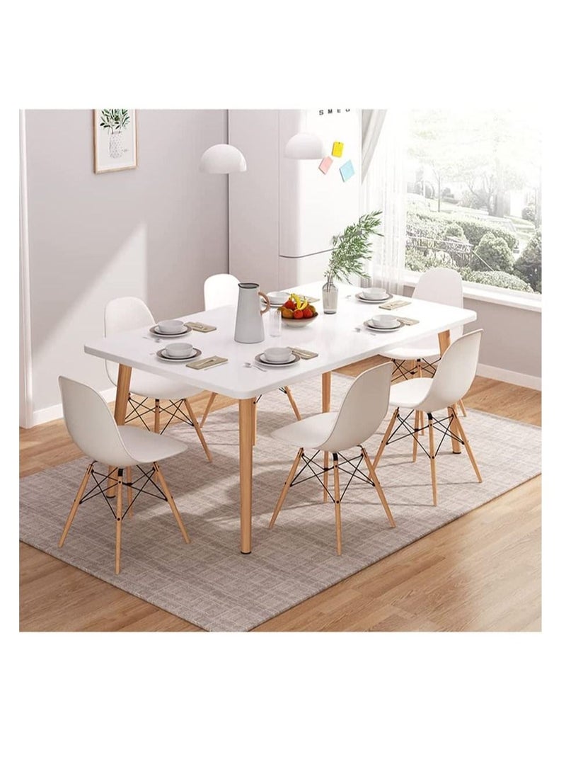 Generic Modern Dining Table，Wood Rectangle Table，Kitchen Table with Solid Wooden Legs，for Kitchen, Dining Room，Living Room (Square-120cm)  - Image 1