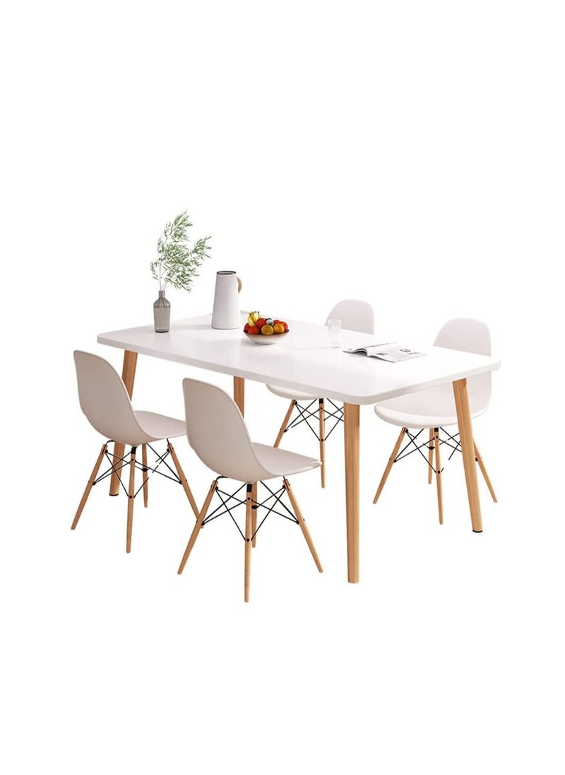 Generic Modern Dining Table，Wood Rectangle Table，Kitchen Table with Solid Wooden Legs，for Kitchen, Dining Room，Living Room (Square-120cm)  - Image 5