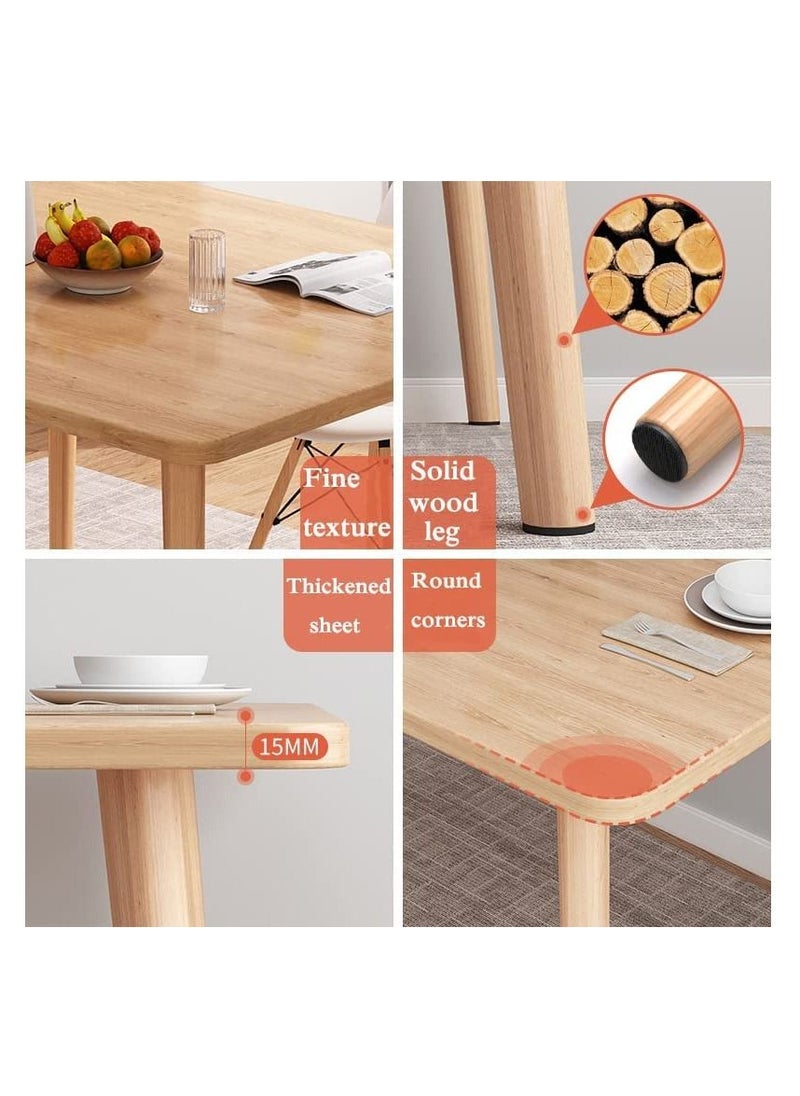 Generic Modern Dining Table，Wood Rectangle Table，Kitchen Table with Solid Wooden Legs，for Kitchen, Dining Room，Living Room (Square-120cm)  - Image 4