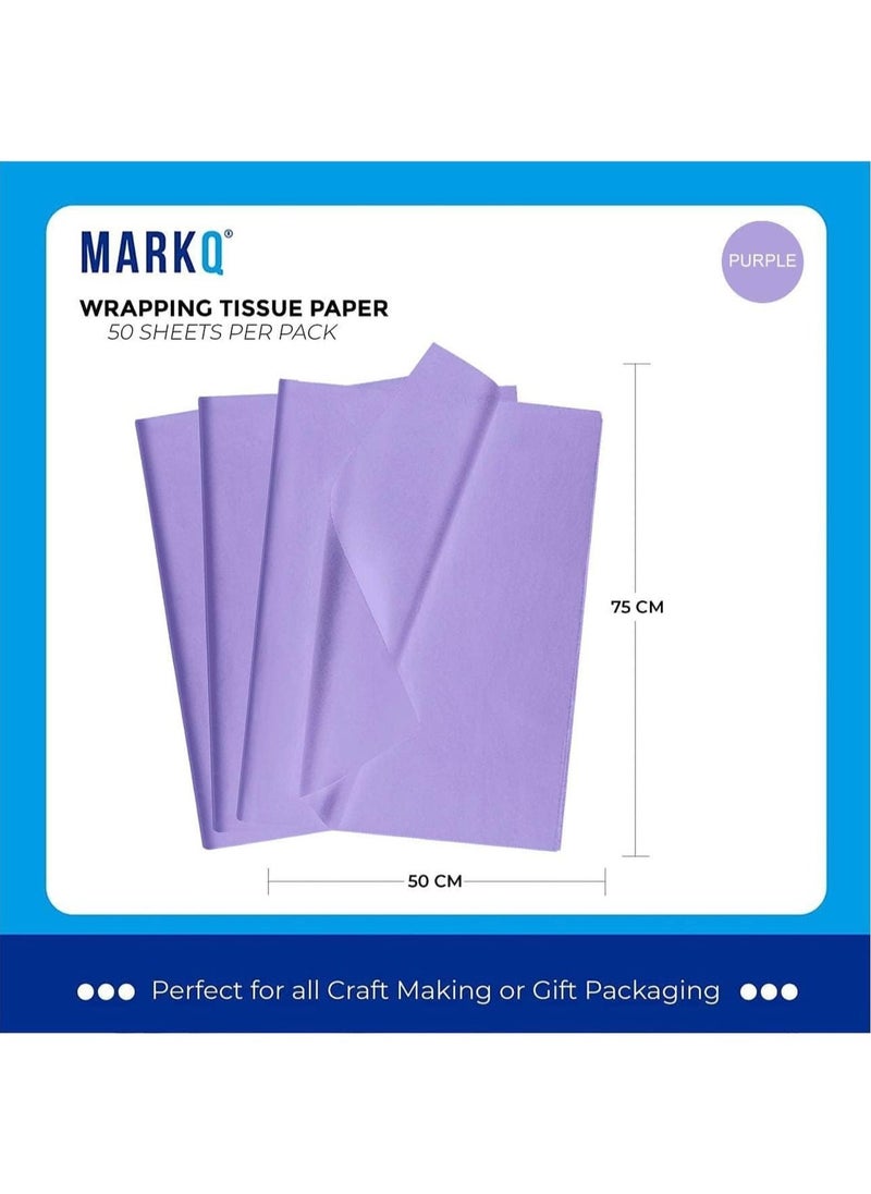 MARKQ Light Purple Gift Wrapping Tissue Paper Sheets for DIY Crafts, Gift Bags, Holidays, Birthdays, 50 x 75 cm (50 Sheets)  - Image 2