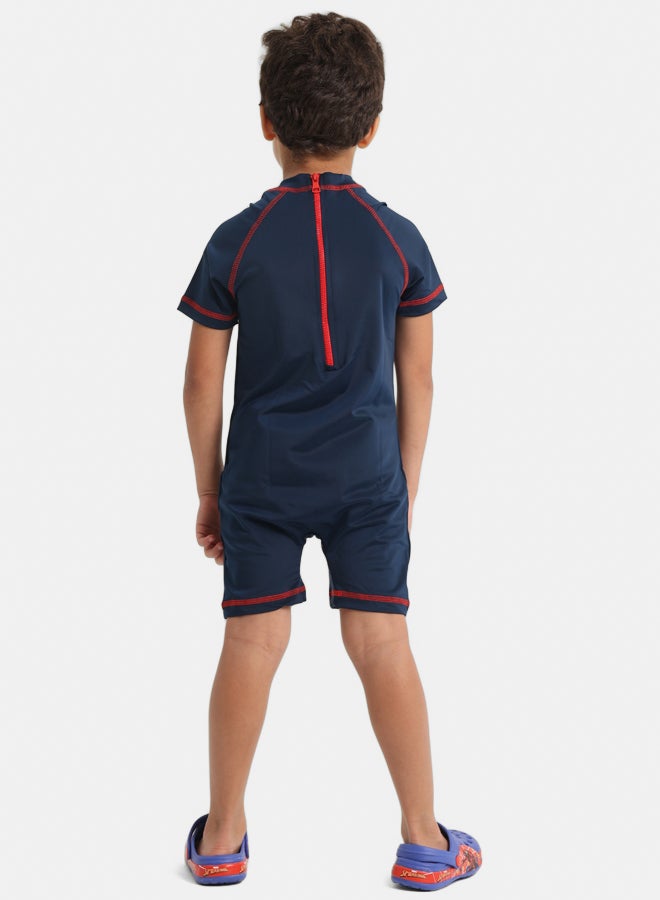 آي وير I.Wear ملابس السباحة العامة للأولاد - أزرق داكن مع طباعة الرجل العنكبوت  - Image 2