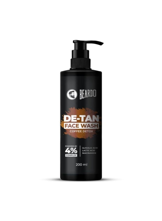 BEARDO DeTan Face Wash for Men, 200ml | Glycolic Acid,Niacinamide & Coffee | Helps to Reduce Tan,Reduce Dark Sports & Pigmentation | Exfoliates & Hydrates for Smooth & Oil Free Skin - Image 1
