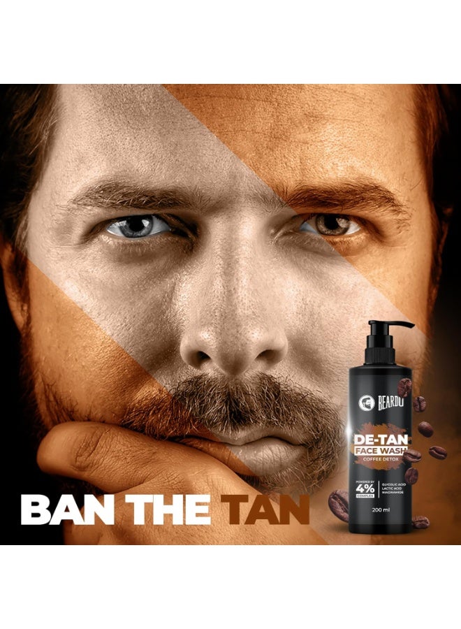 BEARDO DeTan Face Wash for Men, 200ml | Glycolic Acid,Niacinamide & Coffee | Helps to Reduce Tan,Reduce Dark Sports & Pigmentation | Exfoliates & Hydrates for Smooth & Oil Free Skin - Image 3