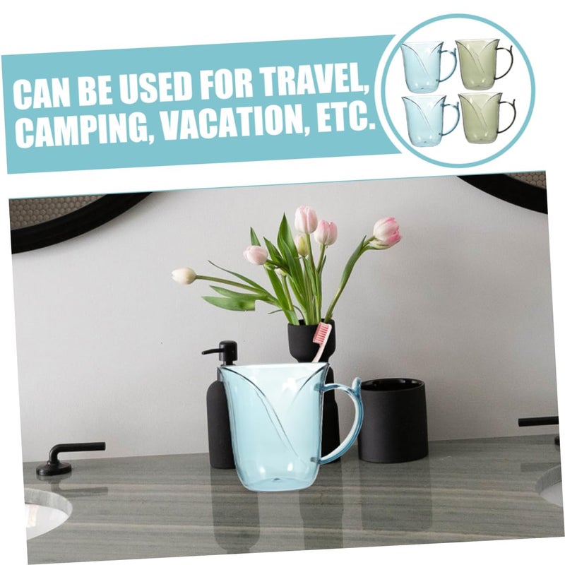 Transparent Toothbrush Cup Set Of 4 Reusable Tumbler For Toothpaste And Mouthwash - Image 3
