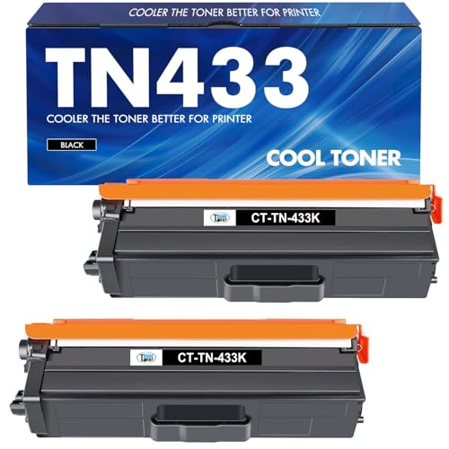Cool Toner TN433BK TN433 Black Compatible Toner Cartridge Replacement for Brother TN433BK TN433 TN431BK TN-433 for Brother MFC-L8900Cdw HL-L8360Cdw HL-L8260Cdw HL-L8360Cdwt 8900Cdw Printer Ink 2 Pack - Image 1