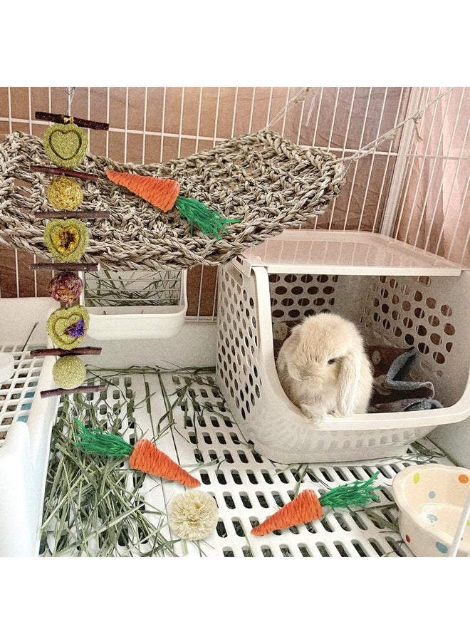 Hamiledyi - Hamiledyi Rabbit Seagrass Activity Mat Bunny Toy Hanging Rabbit Chew Toys for Teeth Rabbit Enrichment Toys Seagrass Protector Mat Small Animal Toys for Chinchilla Guinea Pigs Hamsters Rats Rodent - Image 1