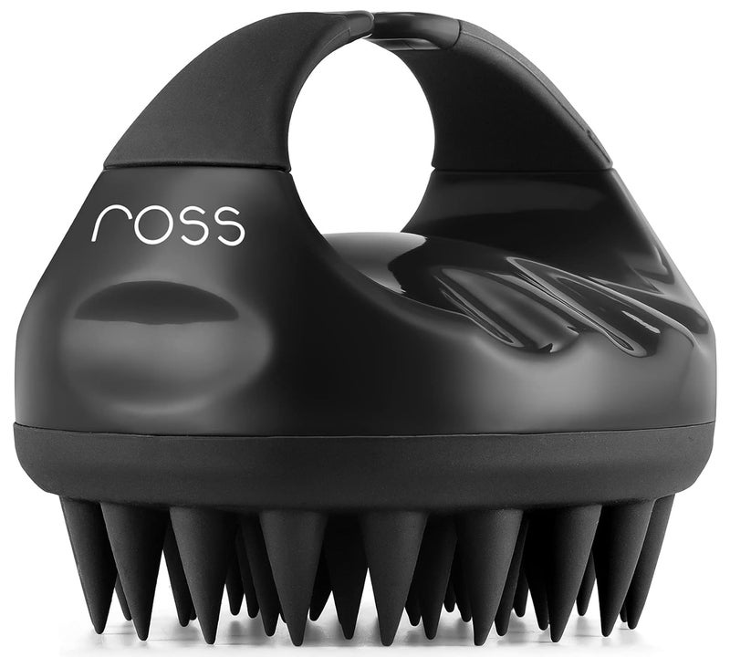 ROSS Hair Scalp Manual Massager Shampoo Hair Brush with Soft Silicone Bristles for Anti Dandruff, Exfoliating Care (Black) - Image 1