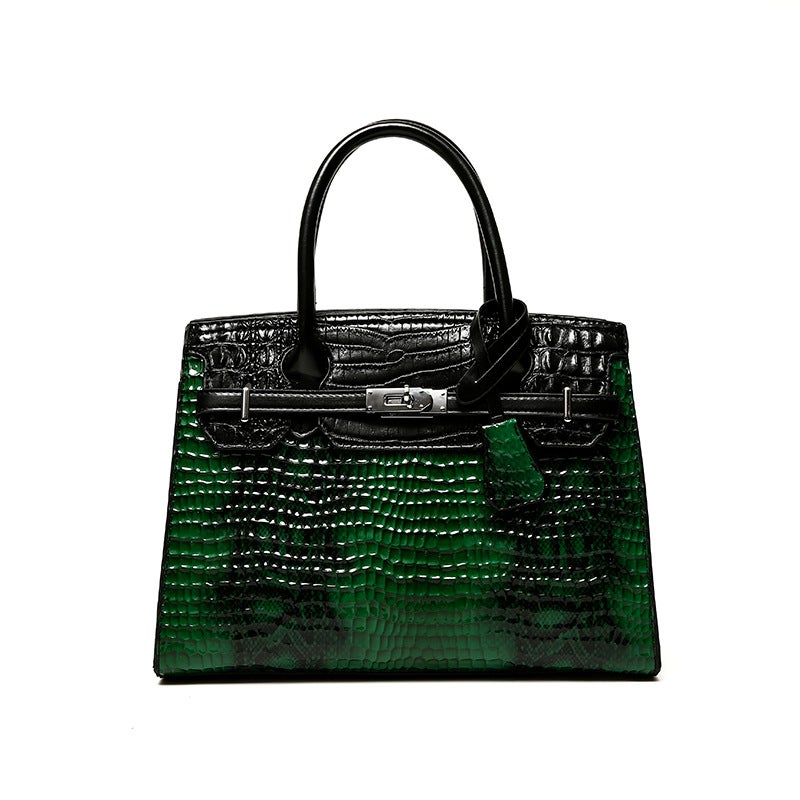 New Style Fashion Contrast Color Python Pattern Portable Platinum Bag Trendy Women'S Bag Large Capacity Bags