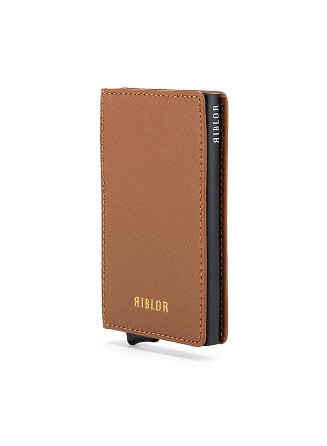 Riblor Pietro Italian Leather Popup Card Holder Brown - Image 2
