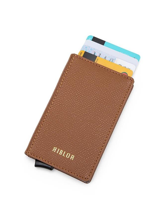 Riblor Pietro Italian Leather Popup Card Holder Brown - Image 3